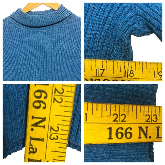 St. Johns Bay Women Classic Blue Ribbed Turtleneck Sweater X-Large Cotton Blend - Picture 11 of 16